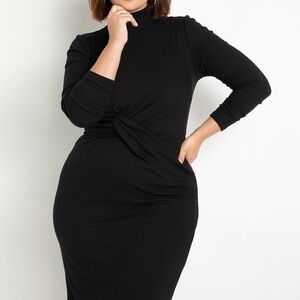 Twist Detail Ribbed Dress